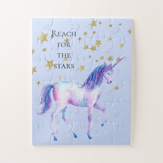 Purple White Unicorn Stars Jigsaw Puzzle (Vertical)