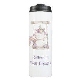 Purple White Unicorn Swing   Thermal Tumbler
