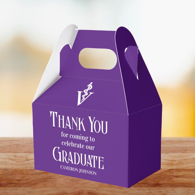 Purple White Veterinary School Graduation Party Favor Box (Creator Uploaded)