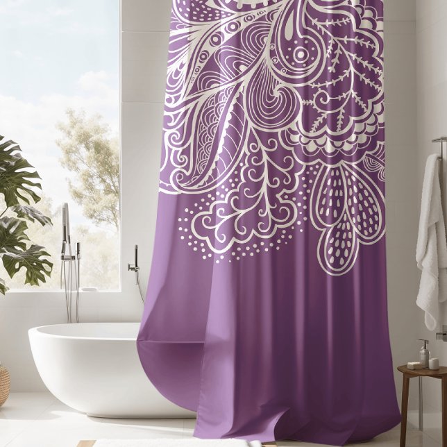 Purple & White Vintage Lace shower Curtain (Creator Uploaded)
