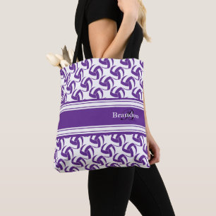 Purple White Volleyball   Personalize Tote Bag