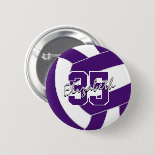 purple white volleyball team colours 2 inch round button