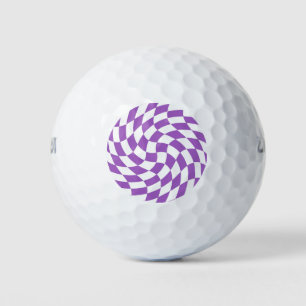 Purple & White Warped Chequered Chequerboard Golf Balls