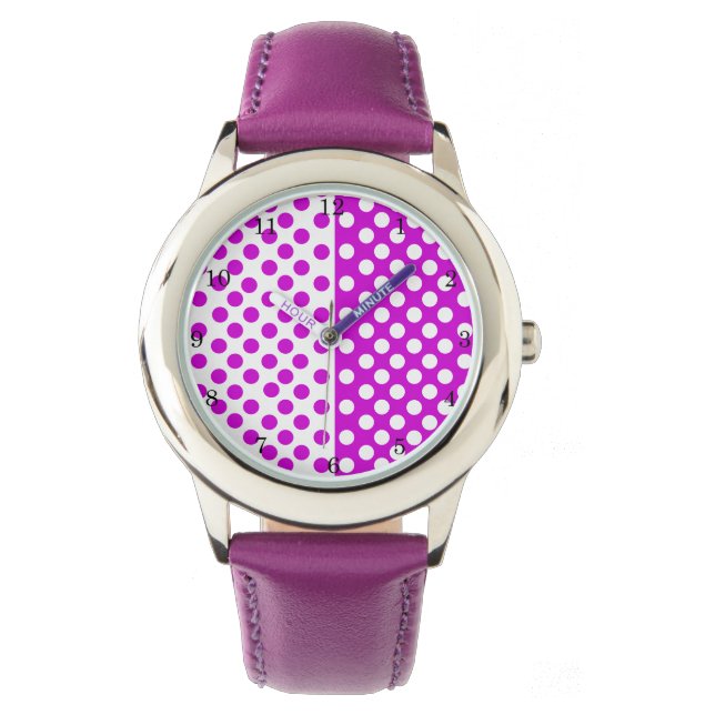 Purple White Watch with Dots (Front)