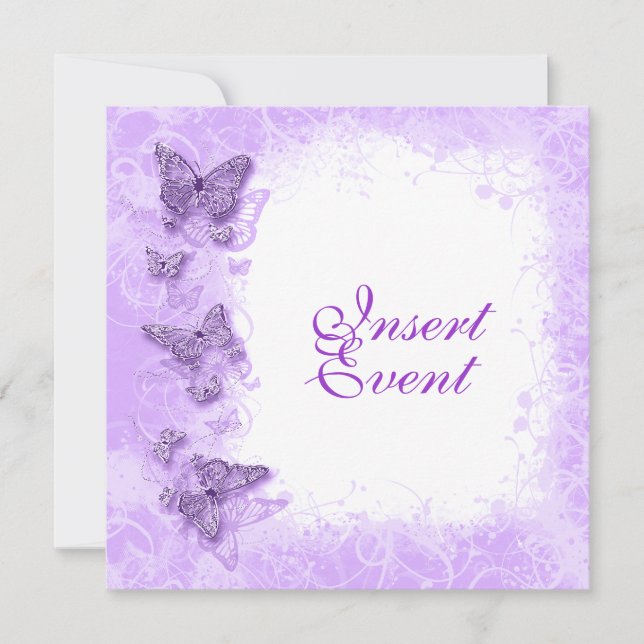 Purple white wedding anniversary birthday invitation (Front)