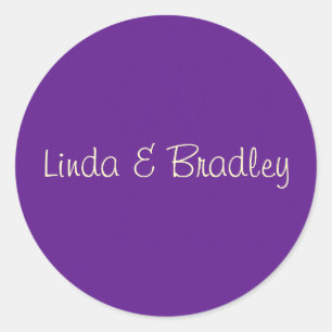 Purple & White Wedding Favour Sticker