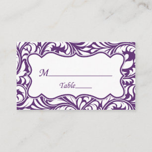 Purple White Wedding Place Cards Escort Card