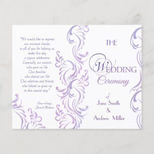 Purple & white Wedding programs