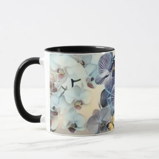 Purple white yellow orchid floral butterfly mug