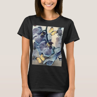 Purple white yellow orchid floral butterfly T-Shirt