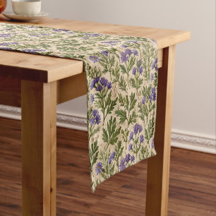 Purple Wild Asters Botanical Short Table Runner