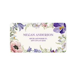 Purple wild floral label