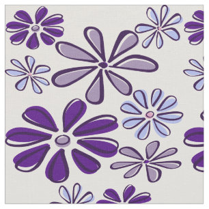 Purple Wild Flower Doodle Fabric