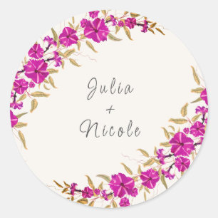 Purple Wild Trumpet Vine Flower Garden Wedding Classic Round Sticker