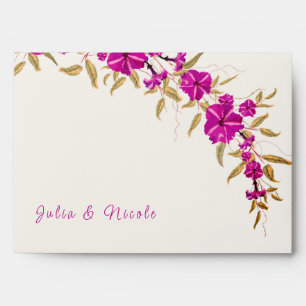 Purple Wild Trumpet Vine Flower Garden Wedding Envelope