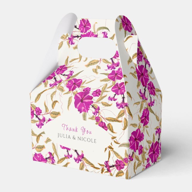 Purple Wild Trumpet Vine Flower Garden Wedding Favor Box (Front Side)