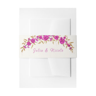 Purple Wild Trumpet Vine Flower Garden Wedding Invitation Belly Band
