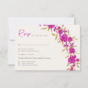 Purple Wild Trumpet Vine Flower Garden Wedding RSVP Card