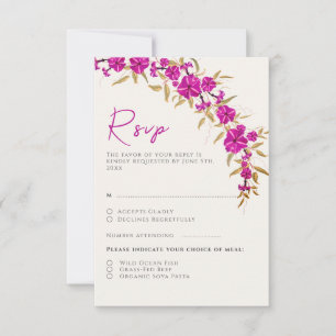 Purple Wild Trumpet Vine Flower Garden Wedding RSVP Card