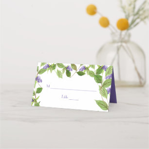 Purple Wildflower Blossoms Leaves Place Cards