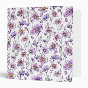 Purple Wildflower Botanical Pattern Design Binder