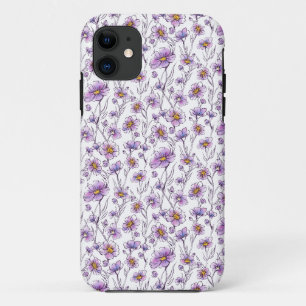 Purple Wildflower Botanical Pattern Design iPhone 11 Case