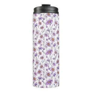 Purple Wildflower Botanical Pattern Design Thermal Tumbler