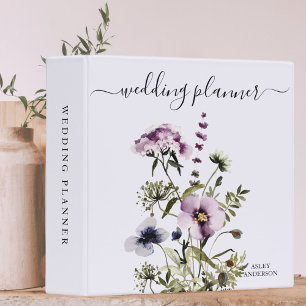 Purple Wildflower Bouquet Watercolor Floral Binder
