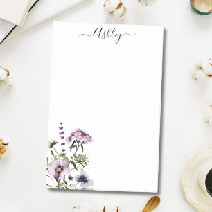 Purple Wildflower Bouquet Watercolor Floral Post-it Notes