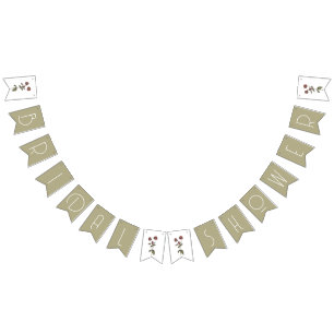 Purple Wildflower Bridal Shower Decor Sage Green Bunting Flags