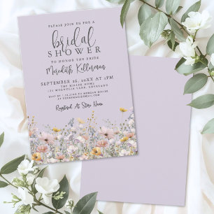 Purple Wildflower Bridal Shower Invitation