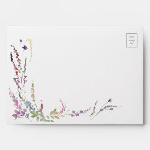 Purple Wildflower Calligraphy Wedding Envelope