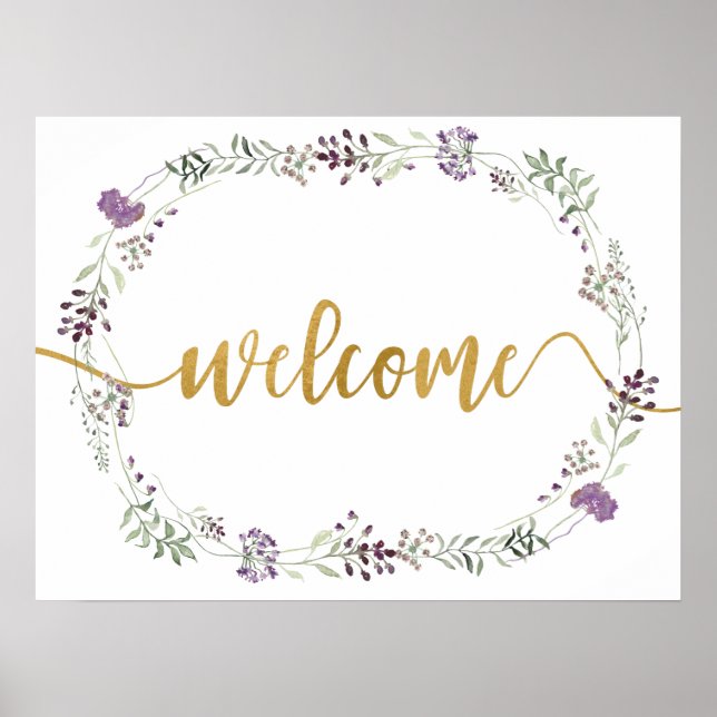 Purple Wildflower Frame Welcome Sign (Front)