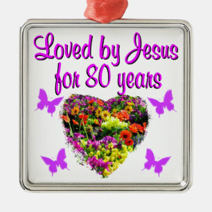 PURPLE WILDFLOWER LOVED BY JESUS FOR 80 YEARS METAL ORNAMENT
