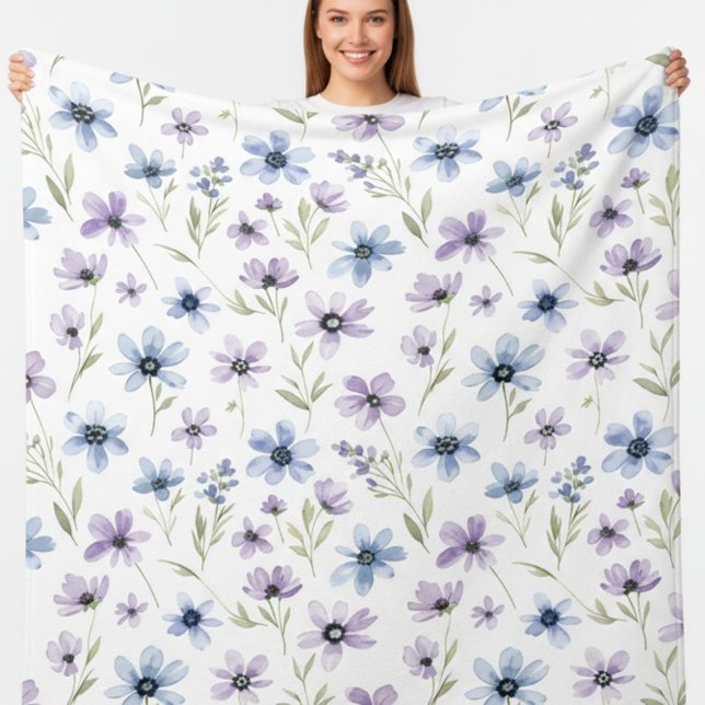 Purple Wildflower Meadow Fleece Blanket (Creator Uploaded)