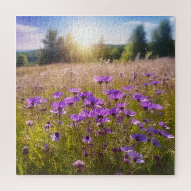 Purple Wildflower Meadow Jigsaw Puzzle (Vertical)