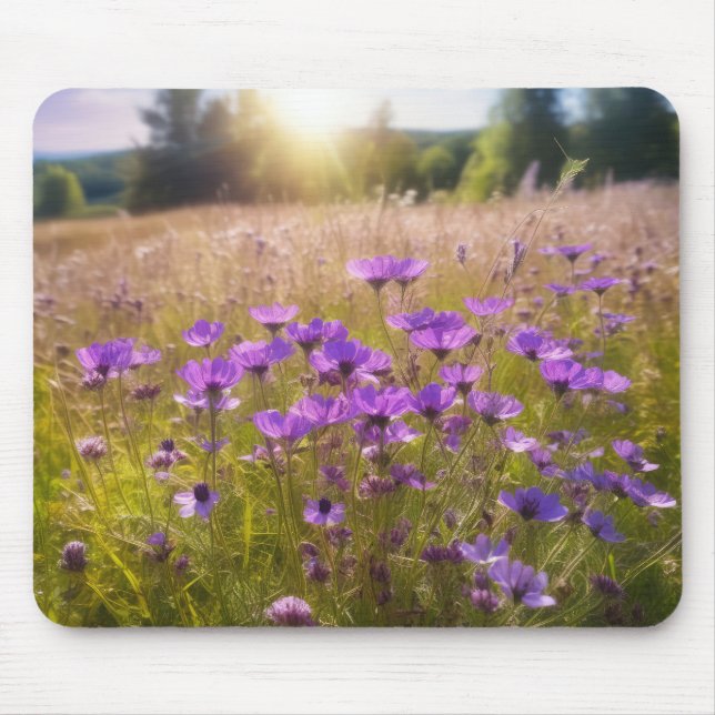 Purple Wildflower Meadow Mouse Pad (Front)