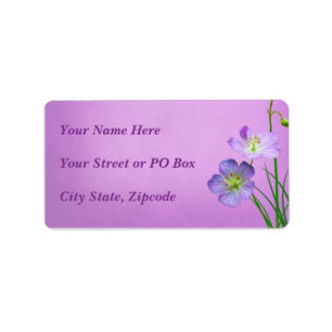 Purple Wildflower on Purple Wedding Label