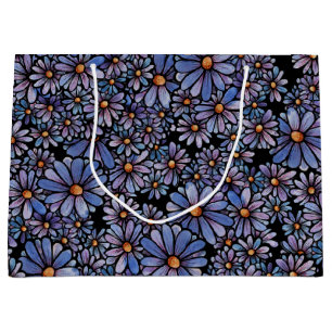 Purple Wildflower Pattern Large Gift Bag