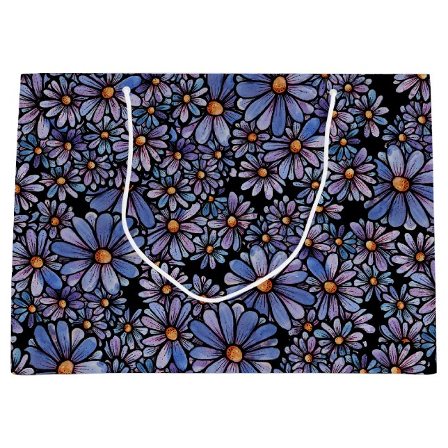 Purple Wildflower Pattern                          Large Gift Bag (Front)