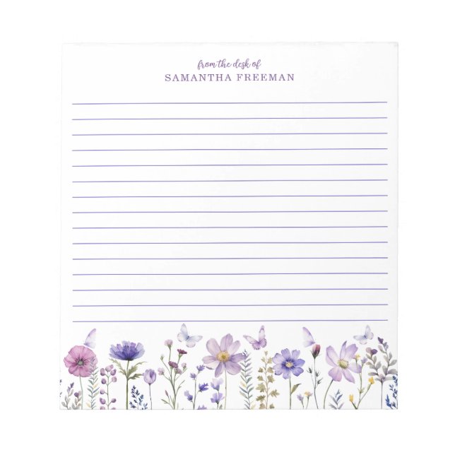 Purple Wildflower Personalized Notepad (Front)
