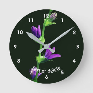 Purple Wildflower Personalized Round Clock