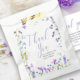 Purple Wildflower Thank You Script Favour Bag