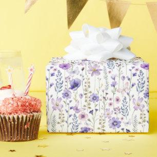 Purple Wildflower Watercolor Floral Wrapping Paper