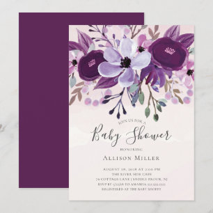 Purple Wildflowers Baby Shower Invitation