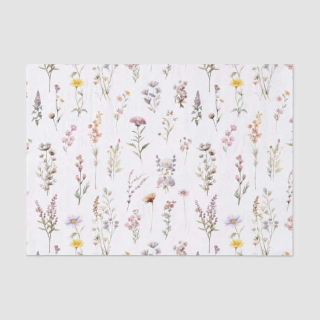Purple Wildflowers Bridal Shower Boho Floral Tissue Paper (Front)