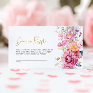 Purple Wildflowers Diaper Raffle Card