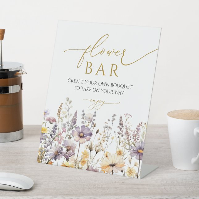 Purple Wildflowers Flower Bar Shower Sign (In SItu)