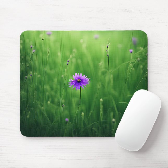 Purple Wildflowers In Field Mouse Pad (With Mouse)