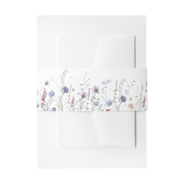 Purple Wildflowers Invitation Belly Band (Front Example)